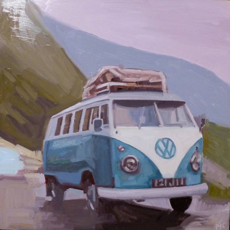 Blue & White VW Van