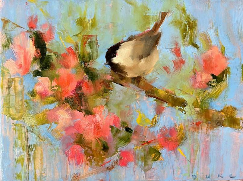 Chickadee and Blooms