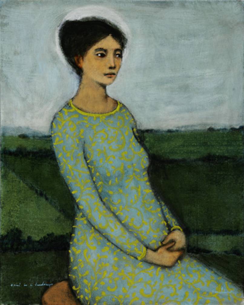 Saint in a Landscape (Green Dress)