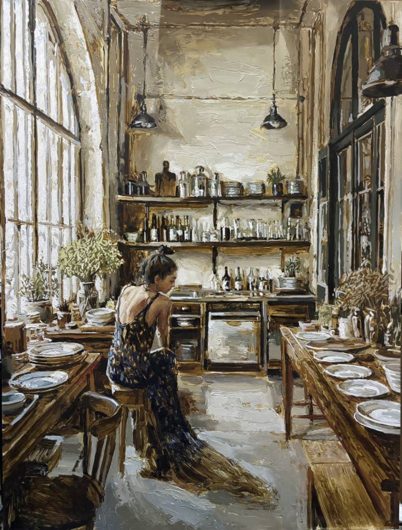 Kitchen with Seated Figure