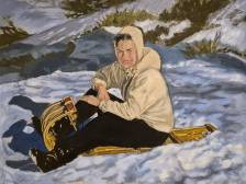 Lady on Wooden Sled