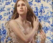 Figure with Toile Background