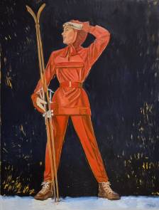 Ski Lady in Red Ensemble