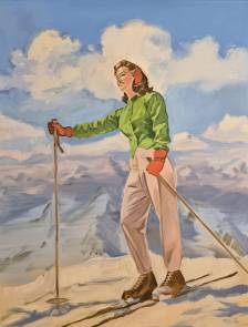 Skier in Lime Green Jacket