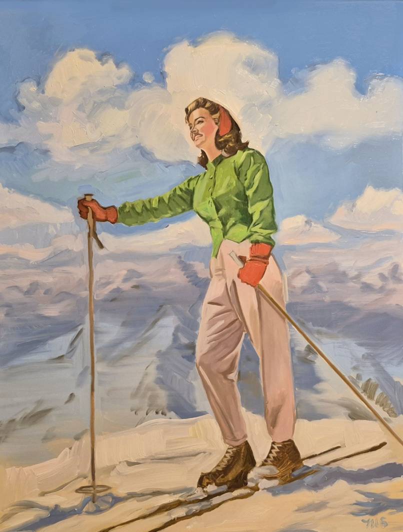Skier in Lime Green Jacket