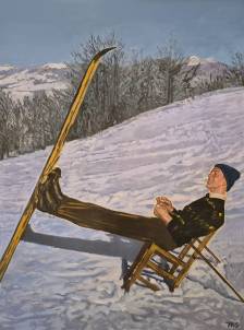 Ski Guy on Wooden Chair