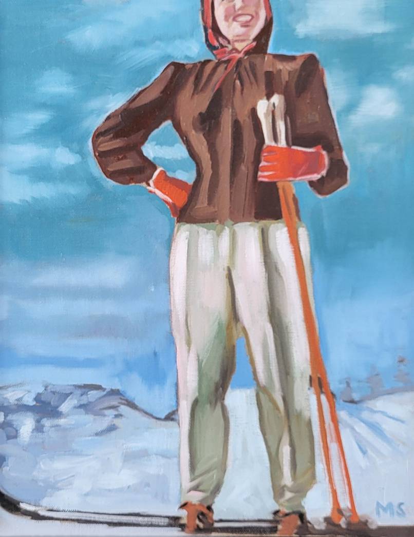 Skier with Orange Gloves (Study)