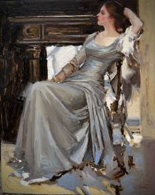 Woman in Periwinkle Dress